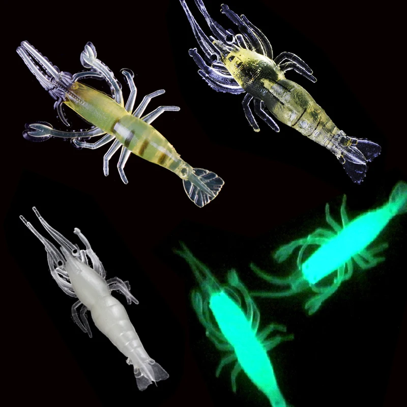 4 Pieces/Lot Artificial Bait Noctilucent Soft Bionic Shrimp Fishing Lure Tackle Night Glow Light In The Dark #63798 | Спорт и