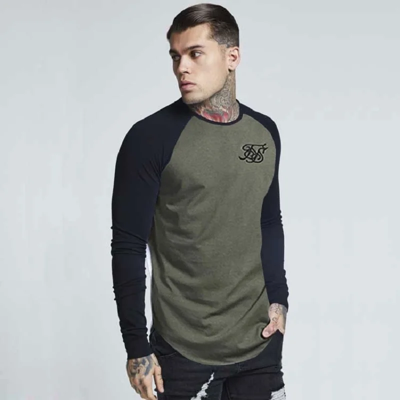Футболка Sik мужская с длинным рукавом шелковая рубашка в стиле хип хоп уличная