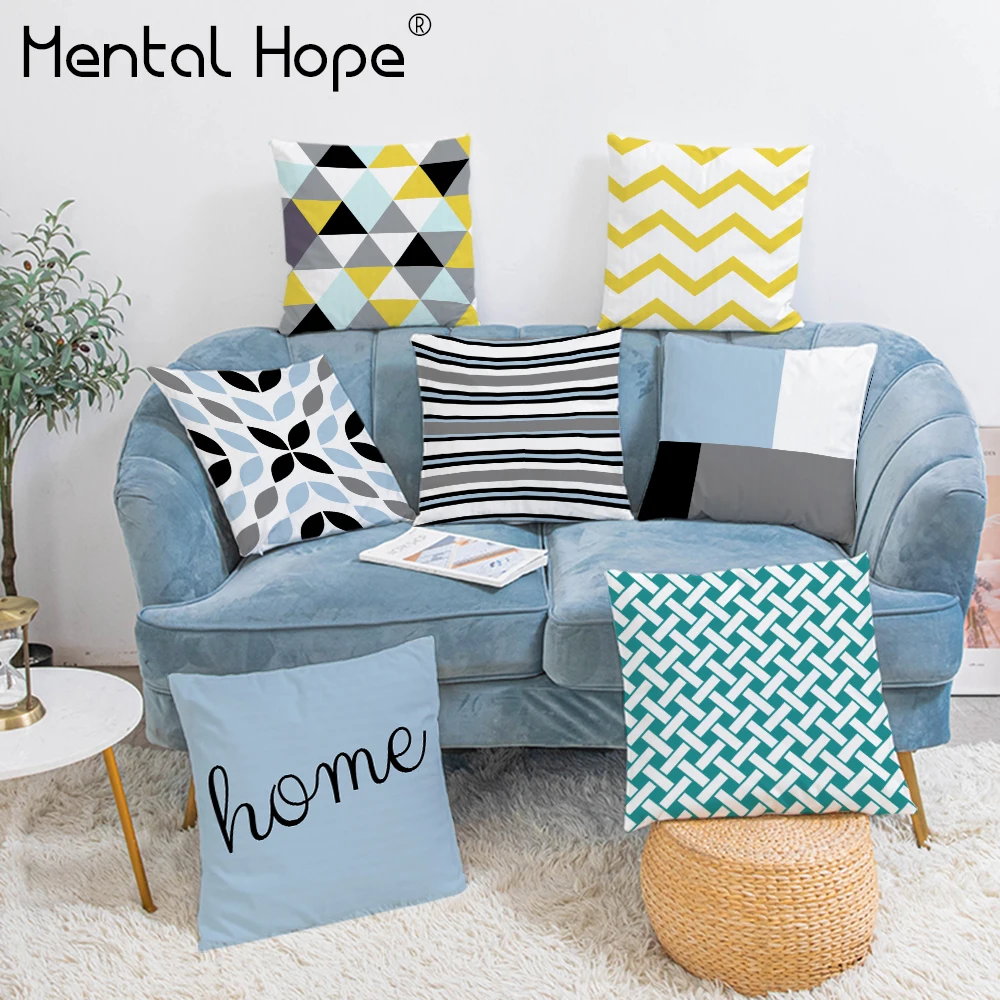 Декоративная плюшевая наволочка с геометрическим принтом Мягкая Наволочка в