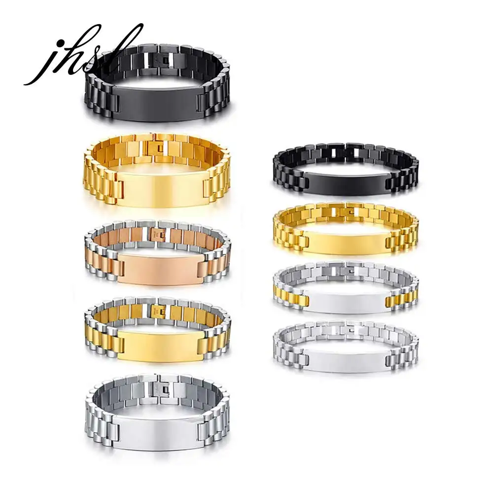 Массивные мужские браслеты из нержавеющей стали цвет черный золотой серебряный |