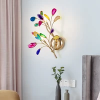 Nordic Luxury Agate Wall Lamp for Bedroom, Modern Home Decoration Branches LED Wall Lights Living Room Background Wall Sconce