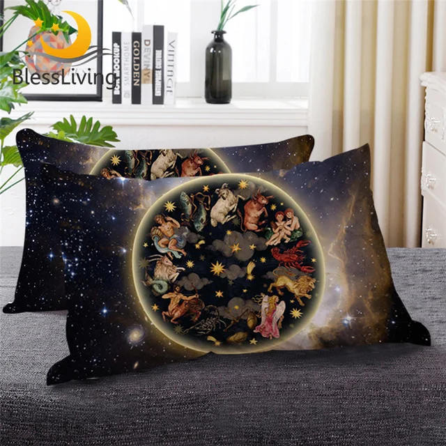 BlessLiving Galaxy Oriental Sleeping Down Alternative Throw Pillow Animals Body Pillow Antique Asian Celestial Art Bedding 1pc 1
