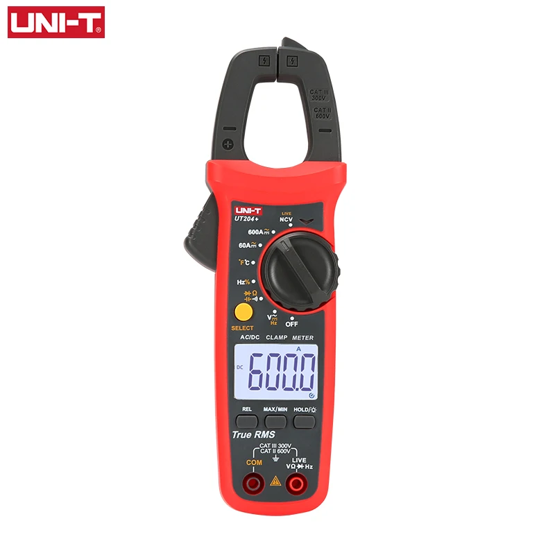 Uni-t Ut204 Mais Digital Braçadeira Medidor ac dc Corrente 600a Multímetro Tensão Ohm Temp Capacitância hz Ncv Tester Amperímetro Pinças amperimétricas