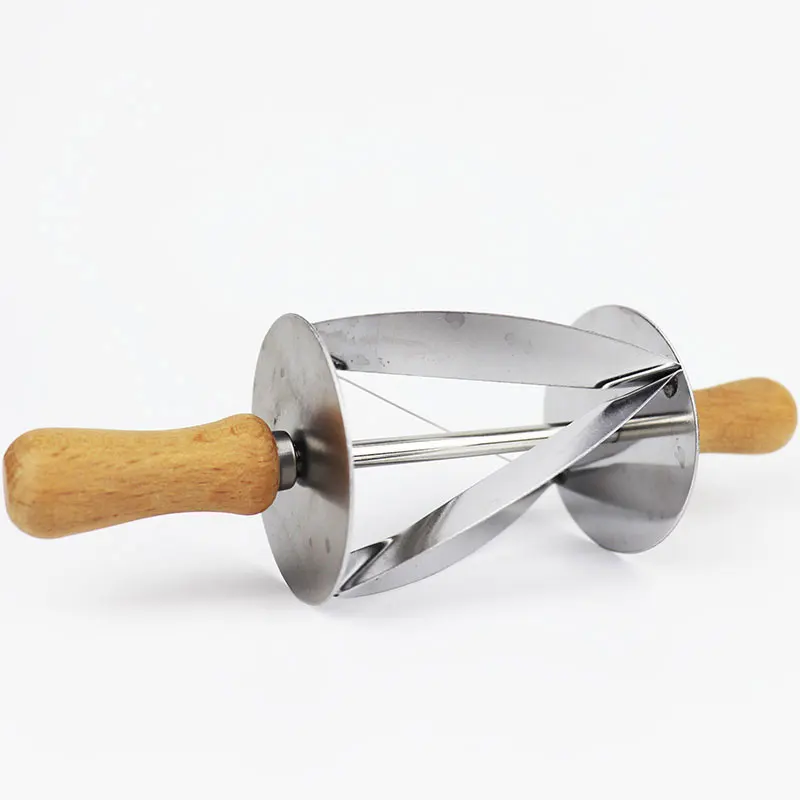 

Круассаны, круглый нож из нержавеющей стали, нож для теста, нож для пиццы, хлеба, рулон, деревянная ручка, кухонный треугольный тестообразный...