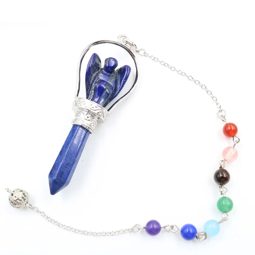 Классический Стиль Lapis Lazuli ангел с серебряным покрытием звено цепи скипетр кулон