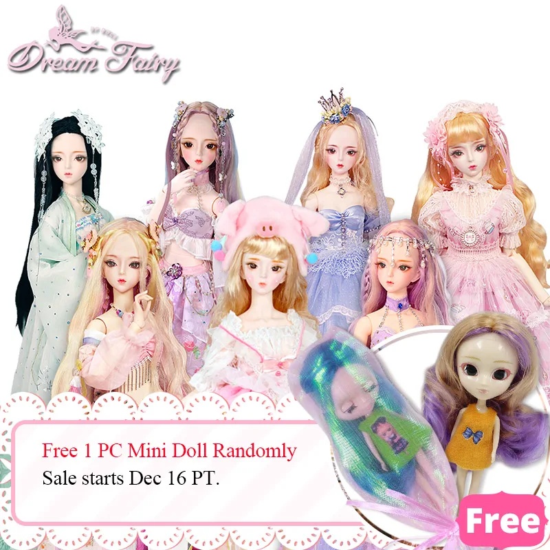 DBS 1/3 BJD кукла механическое соединение тела с макияж, в том числе волосы, глаза, одежда 62 см Высота девушки