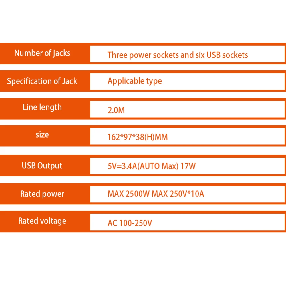 3 розетки 6 USB-портов быстрое зарядное устройство Сетевая розетка электрическая USB
