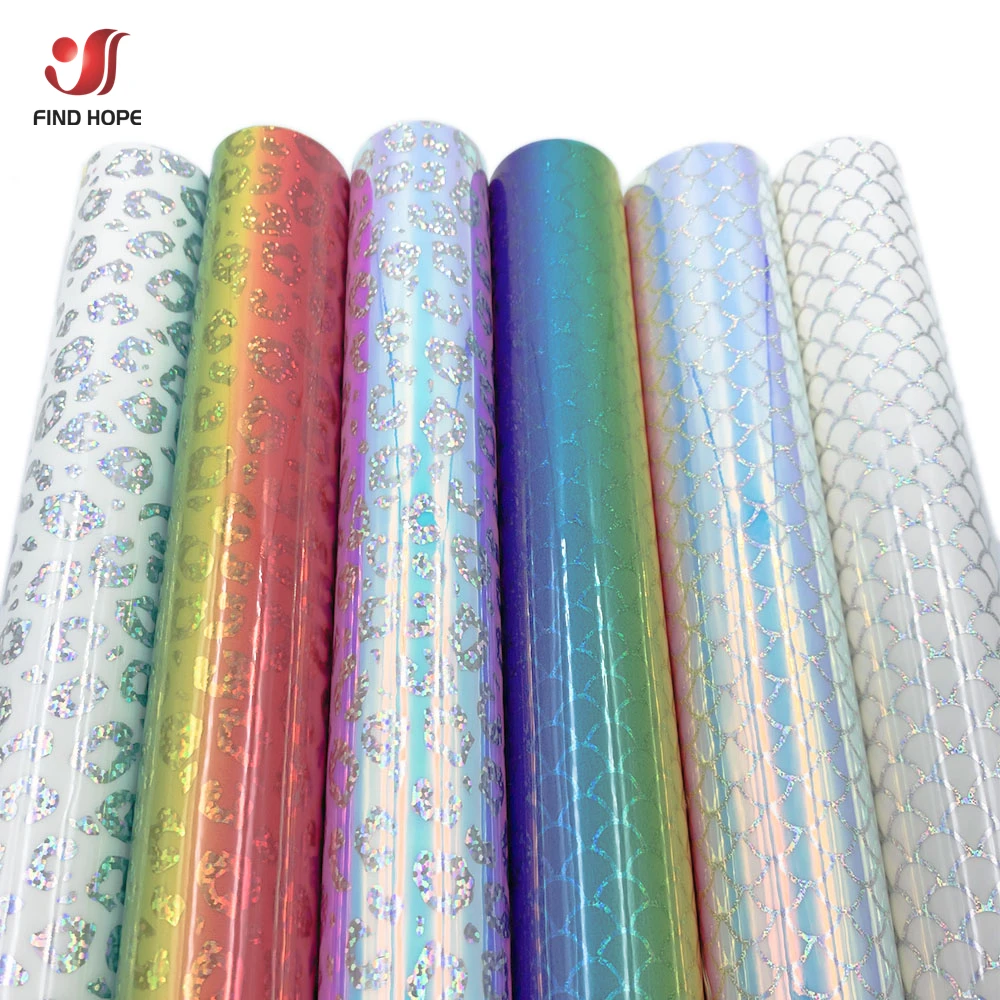 

Holographic Gradient Shining Rainbow Adhesive Craft Vinyl Leopard Mermaid 6 Sheets for DIY Cutter and Cameo DIY Decoration