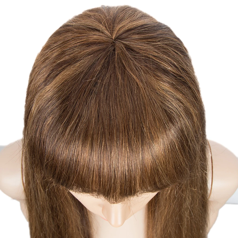 

Long Straight Human Hair Wig With Bangs For Black Women Remy Brazilian Hair 150% Density Full Machine Wigs Free Shipping Allure