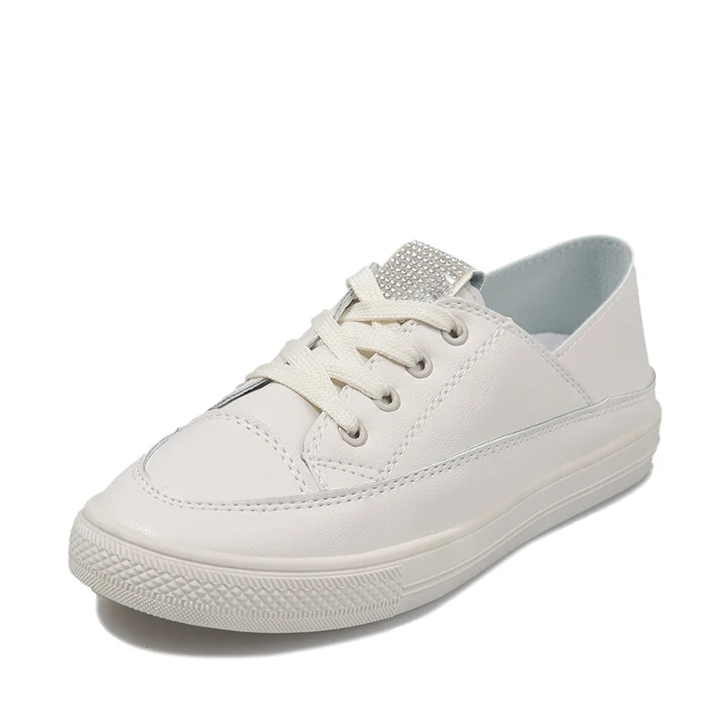 Новинка 2019 года сезон весна-лето белые туфли женские парусиновые на плоской