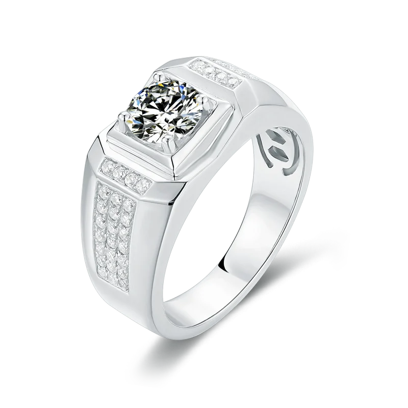 

Р & Y 925 пробы серебро Муассанит кольцо для Для мужчин свадебные круглый 1,0 Ct. 6,5 мм Для Мужчин's синтетический бриллиант кластера кольцо