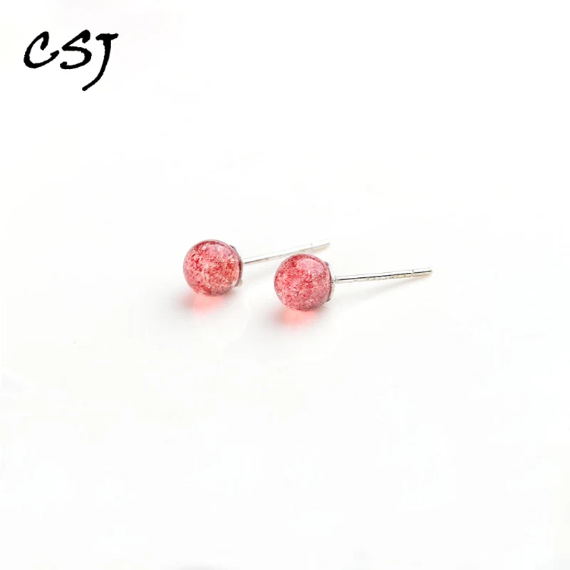 

Женские серьги с кристаллами CSJ, из 100% натурального кварца с клубничкой, из стерлингового серебра 925 пробы, вечерние свадебные серьги для под...