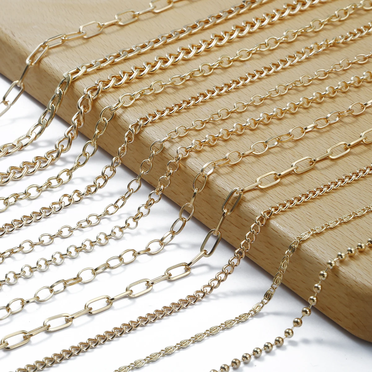 Фурнитура для изготовления ювелирных изделий ручной работы, металлическая цепочка 18K C, позолоченная