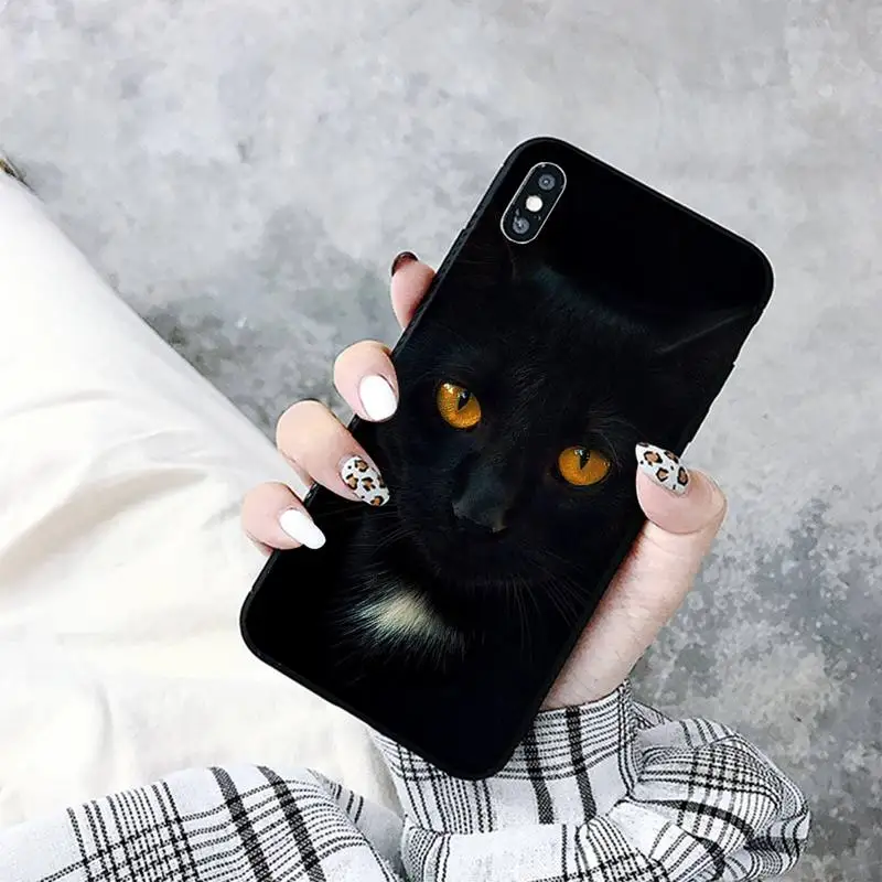 Милый черный чехол TOPLBPCS с котом для телефона iPhone 11 12 13 mini pro XS MAX 8 7 6 6S Plus X 5S SE 2020 XR |