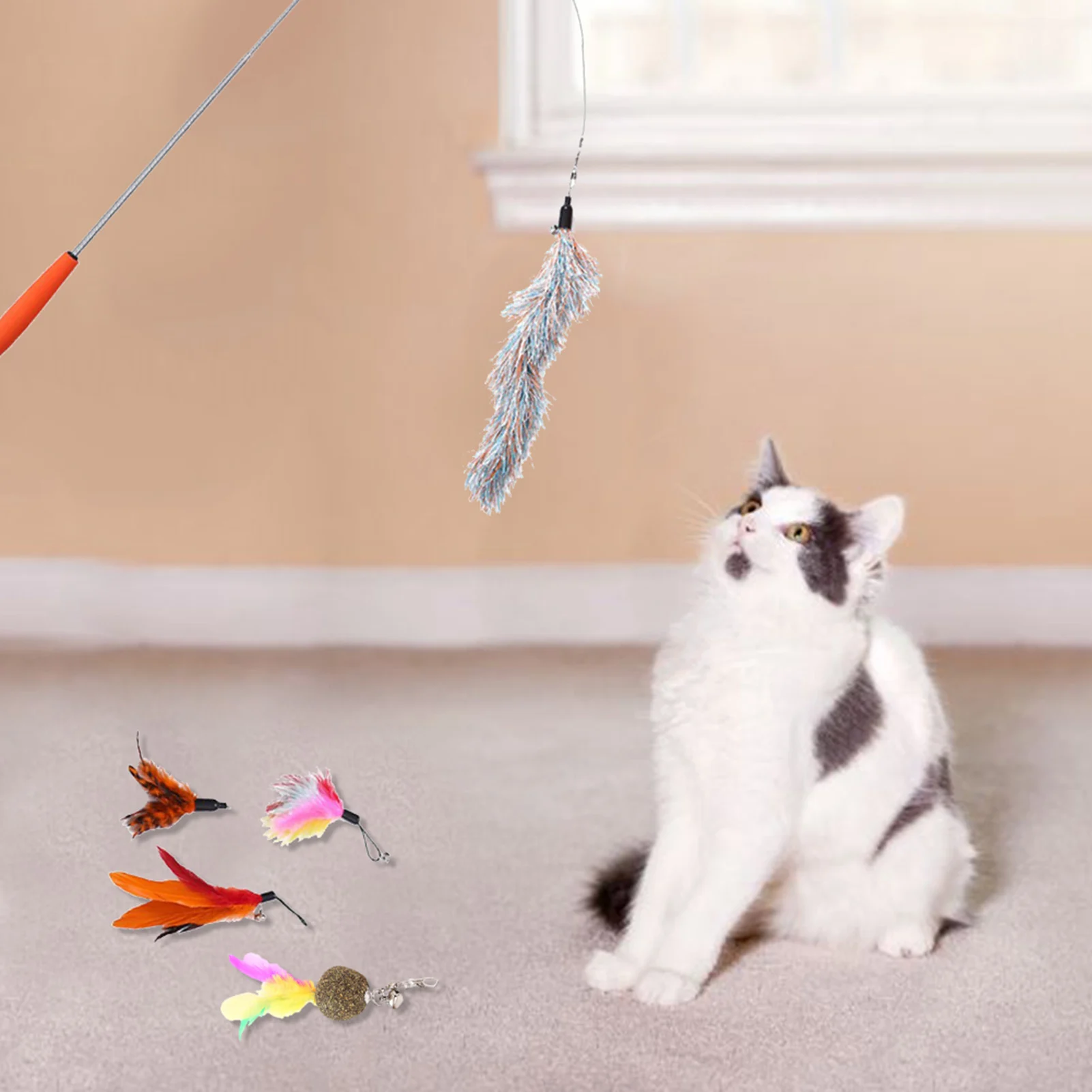 

Cat Toy Three-section Telescopic Cat Stick Replacement Head Set