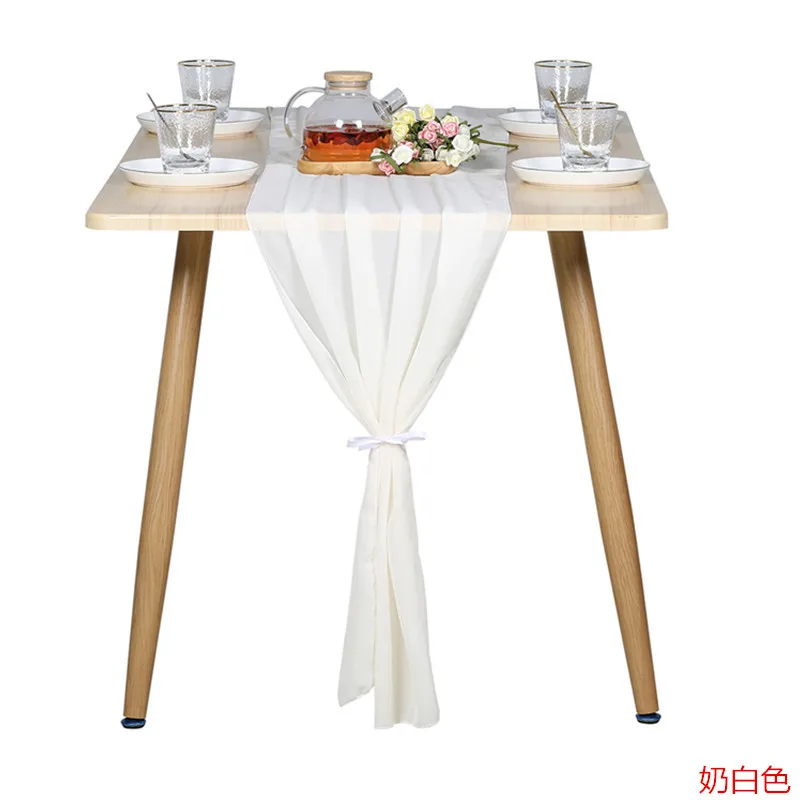 

Weddng Decoration Solid Chiffon Table Runner European Style Party Banquet Wedding Table Chair Decoration
