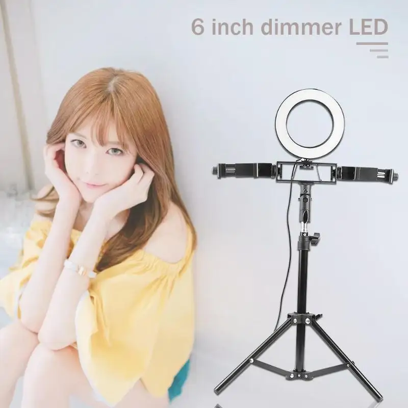 Selfie Stick Ring Table Fill Light Dimmable Studio Camera Ring Lamp Live Broadcast Beauty Shadowless Light Supplement for Makeup