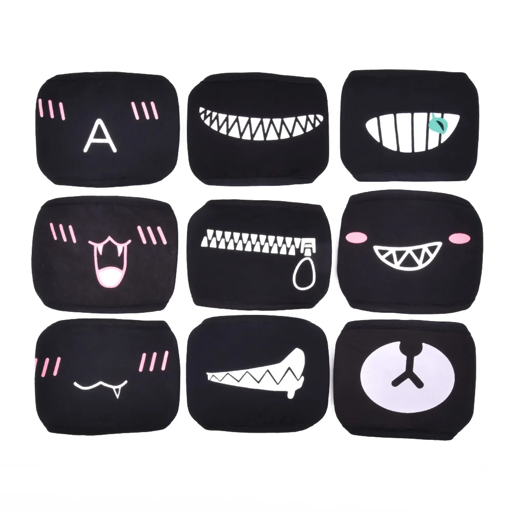 Черные маски для лица 9 шт./компл. мультяшная аниме Kpop маска женщин мужчин детей со