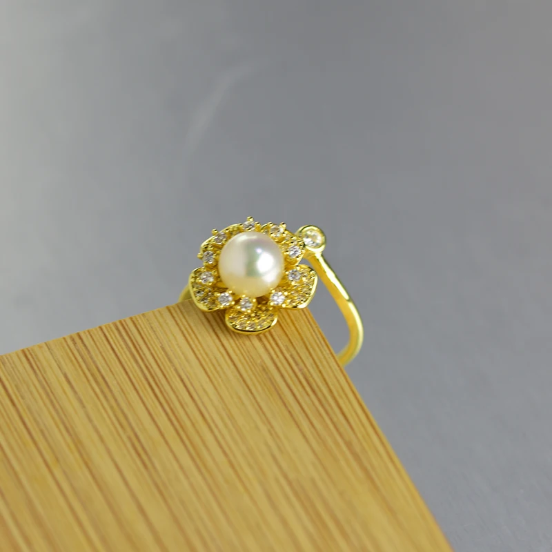 

YIKALAISI Fashion Rings Jewelry For Women 6-7mm Oblate Natural Freshwater Pearl Rings 2021 New Wholesales