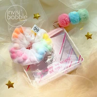 invisibobble rainbow pom pom sprunchie spiral hair ring stylish bracelet hair accessories included fashion make up bag girls