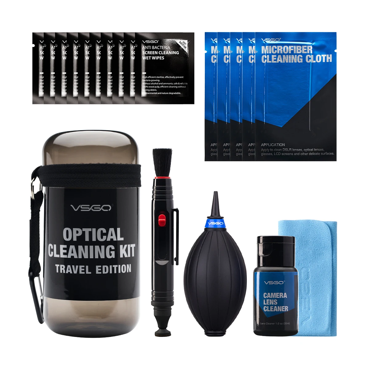Limpador de Lentes Espanador e Toalhetes Húmidos para Nikon 19 em 1 Kit de Limpeza com Pincel Canon Sony Fuji Clean Dlr
