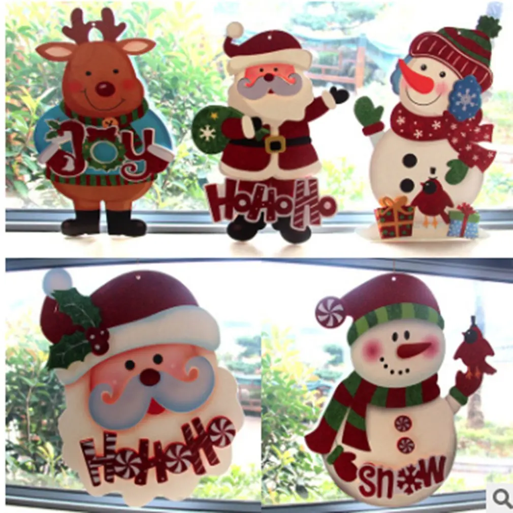 3D Санта Лось Снеговик Рождественская Наклейка на стену окно Navidad фестиваль