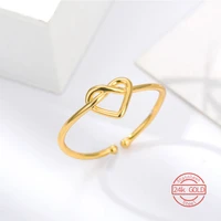 minimalist adjustable rings for women girl twisted heart design chic stainless steel ring new fashion jewelry gift for friends