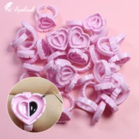 300pcspack new heart shape glue rings disposable eyelash extension glue plastic finger holder rings cup tattoo pigment tools