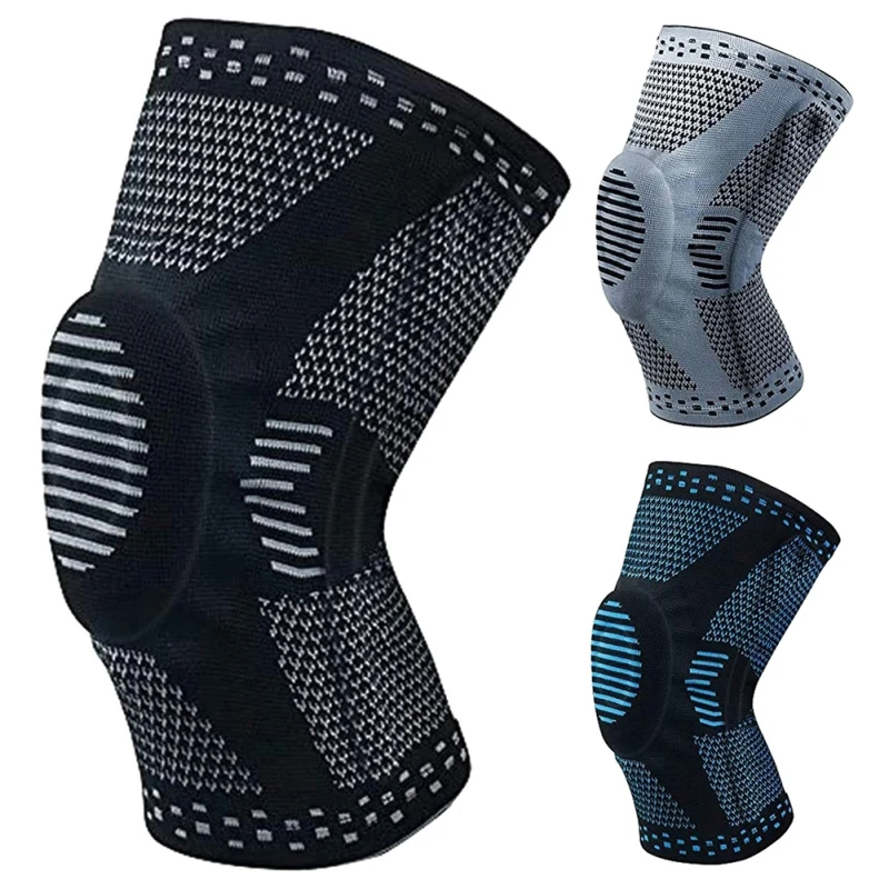 

Elastic Knee Patella Protector Brace Silicone Spring Knee Pad Basketball Running Compression Knee Sleeve Support Sports Kneepads