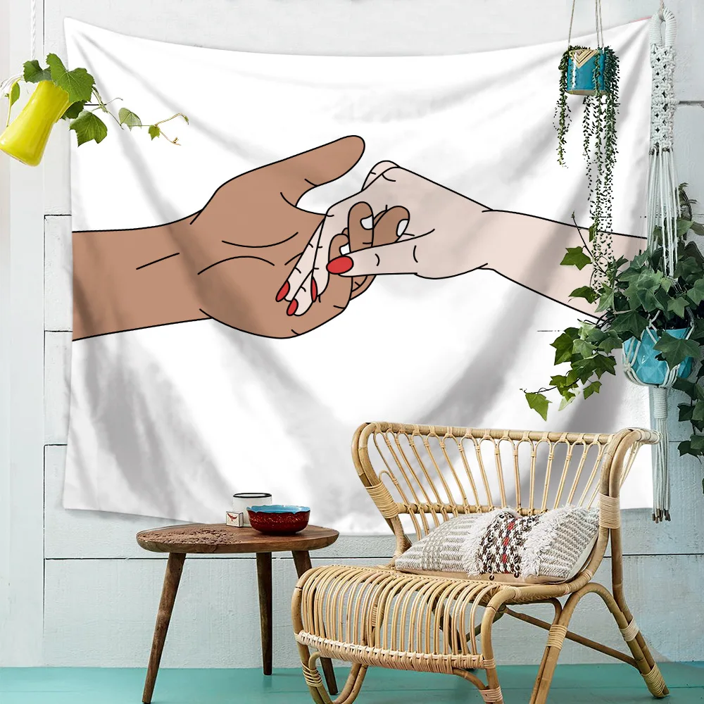 Настенный гобелен в стиле хиппи настенный розовый с изображением влюбленных