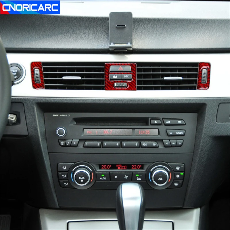 

Автомобильный Стайлинг из углеродного волокна консоль кондиционер вентиляционные отверстия рамка Крышка отделка наклейки для BMW 3 серии E90 ...