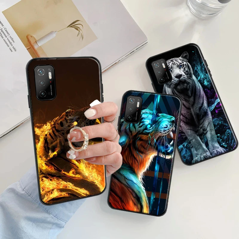 

Phone Case For Xiaomi POCO F3 GT X3 Pro X3 GT M3 M3 Pro X3 X3 NFC Luxury Black Shell Cover Wolf Lion Cool Animal funda
