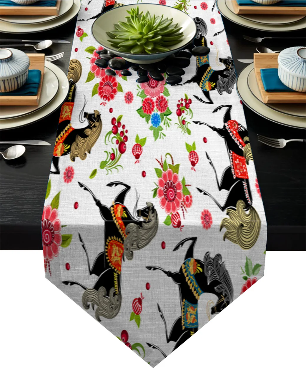 Модный стиль лошадь цветок иллюстрация настольная дорожка Настольный Флаг