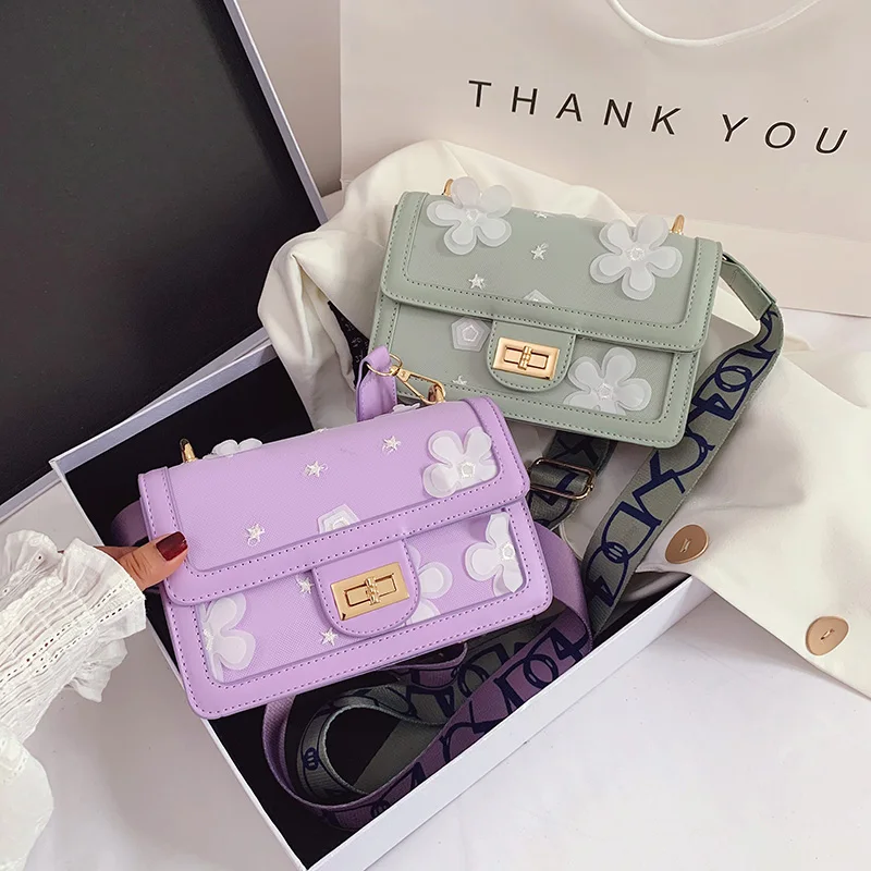 

Lace Flower Crossbody Bags for Women Leather Messenger Bags Sac A Main Leather purse Shoulder Bag Female Handbags Bolsas New