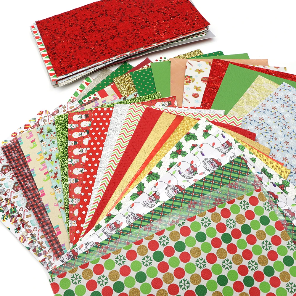 Рождественская Синтетическая кожаная ткань сделай сам 10 шт./компл. 20*33 см