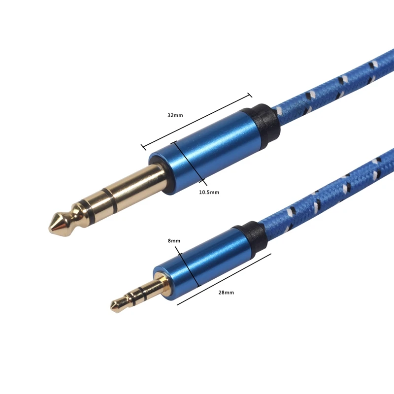 Aux Cable 3.5mm to 6.35mm Audio Jack 3.5 6.35 Male Cord for Guitar Mixer Amplifier CD Player Speaker | Спорт и развлечения