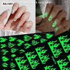 Светящиеся наклейки для ногтей в виде огня, снежинки, светящиеся темные наклейки для ногтей, переводные наклейки для ногтей, аксессуары для носветильник маникюра