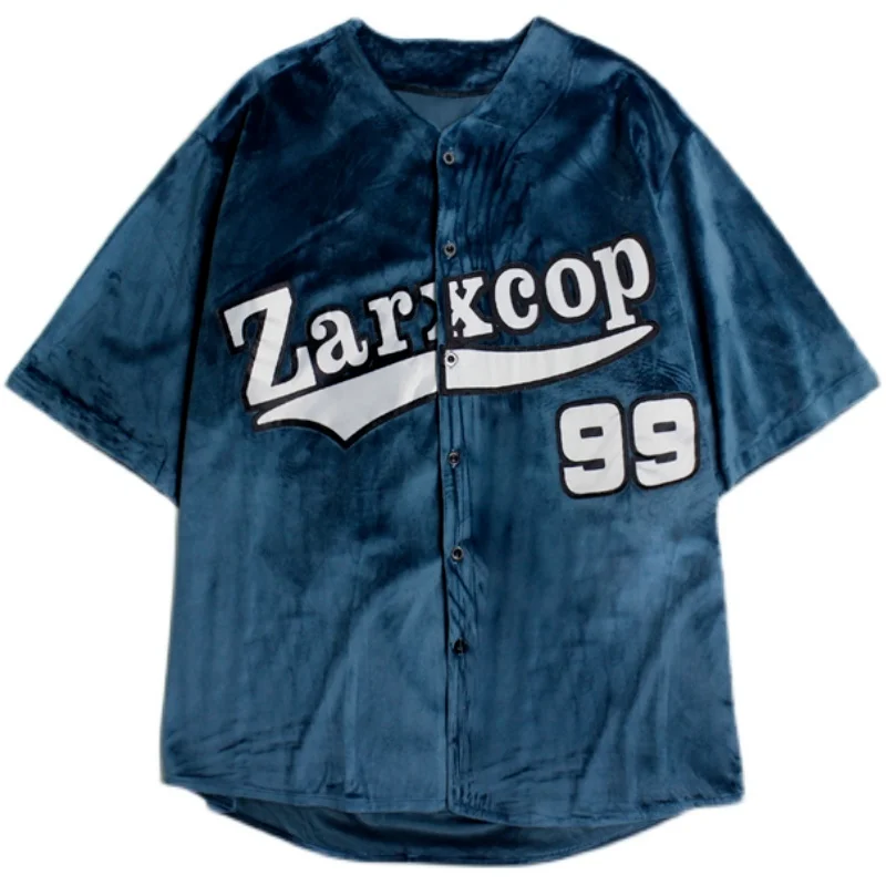 

Vintage Jackets Men Letter Chic Ins Short Sleeve Tops Casual Loose Harajuku Korean Fashion Streetwear Outwear All-match Couples