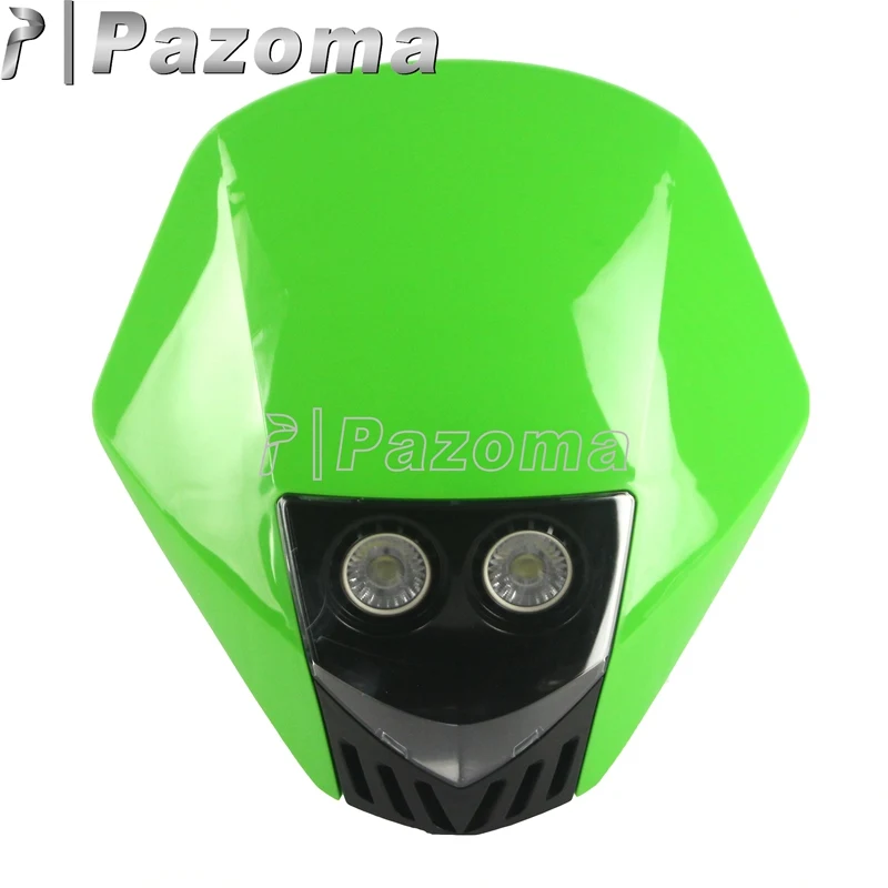 green black Оранжевый Светодиодный Универсальный дорожный легальный супермото фара в комплекте HMX для мотокросса Dirt Bike налобный фонарь для KTM Honda Yamaha - Цвет: green black