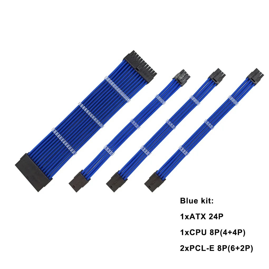 1 set 30cm40cm a tx basic extension cable kit pc gpu cpu power supply sleeved wire computer connectors 24 pin 44pin 62pin free global shipping