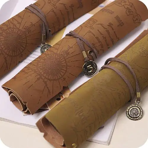 Сумки для карандашей Ретро Пиратская Карта сокровищ свернутый из искусственной