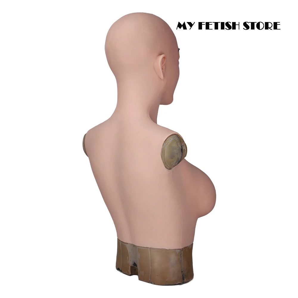 (Alice-1G)Crossdress Full Head Realistic Silicone Girl Female Disguise Party Cosplay Transgender Mask With D Cup Breast Torso