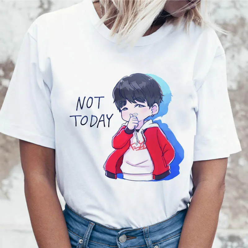 Jungkook Kpop футболка Suga J Hope Женская Jin JIMIN V Топ Футболка для K Pop корейские модные футболки забавные женские футболки K-pop - Цвет: 1155