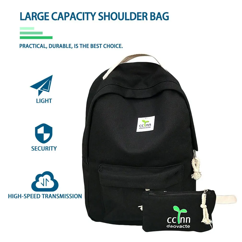 Newest 2020 Women Backpack 2 pcs/set Solid Casual Canvas Backpacks For Adolescent Girls Rucksack ZX283701 |