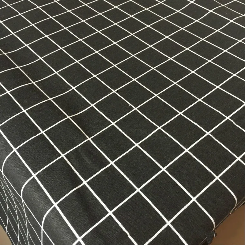 Plaid Series Geometric Patterns Printed Cotton Linen Fabric DIY Sewing Linen Cotton Fabric Canvas Material Tablecloth Pillowcase