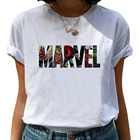 Женская футболка с надписью MARVEL, летняя свободная футболка с коротким рукавом и круглым вырезом, топы унисекс