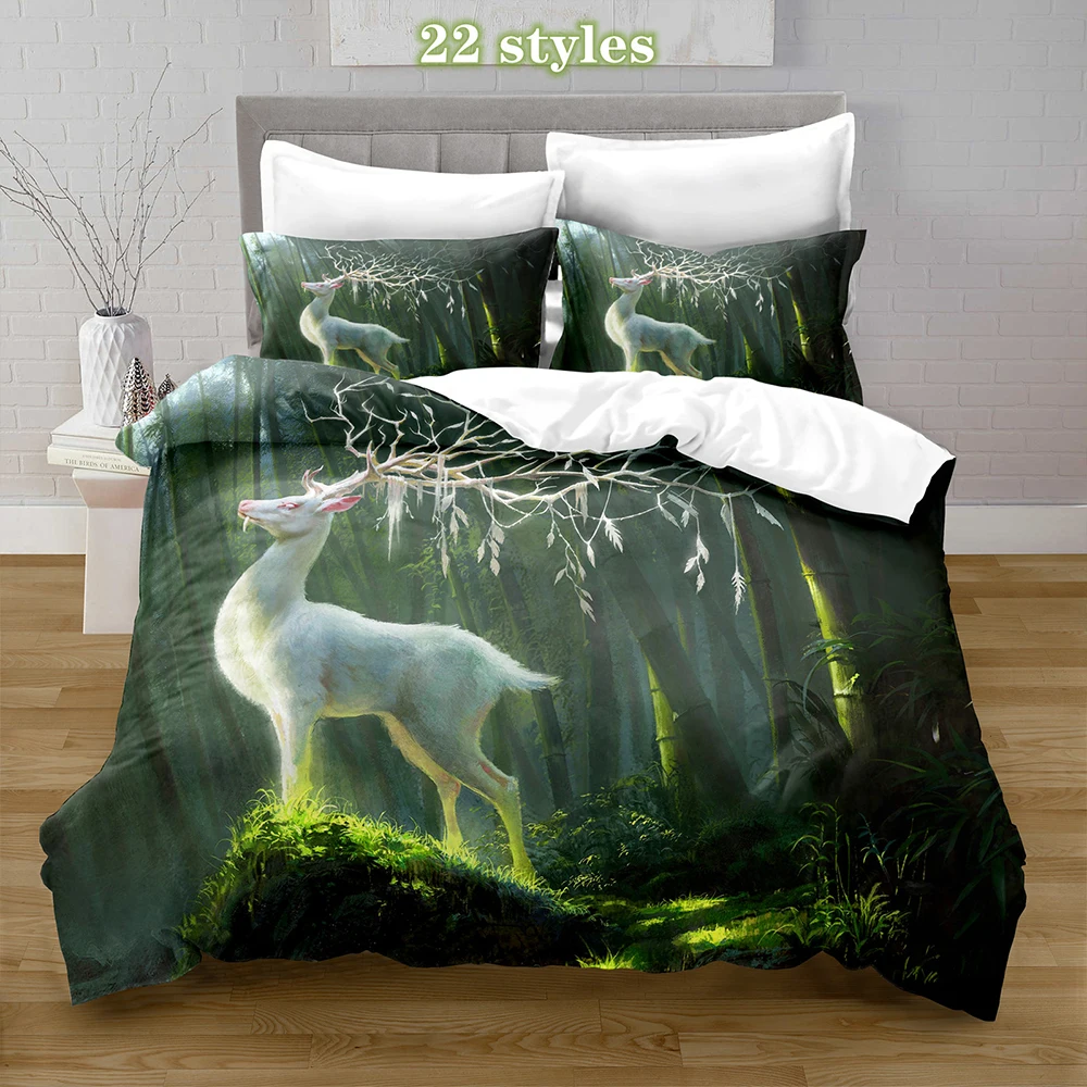 Комплект постельного белья из 100% полиэстера с рисунком оленя | Дом и сад