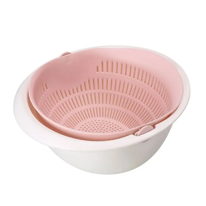 Pink Креативная кухонная корзина для хранения фруктов, многофункциональная двухслойная корзина для фруктов, корзина для чистки овощей, кухонная корзина для хранения - Цвет: Pink
