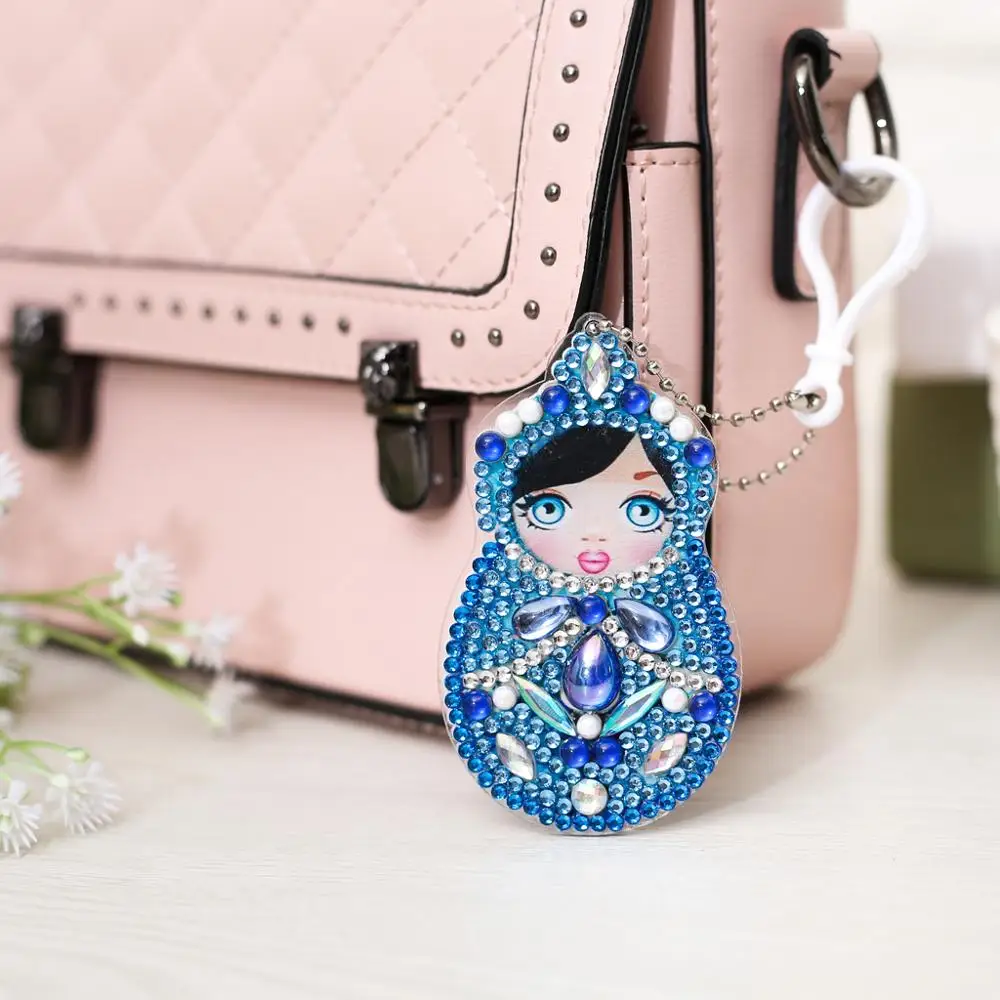 DIY Full Special Shaped Diamond Painting Doll Russian Cartoon Keyring Keychains Cross Stitch Embroidery Women Bag Key Chain | Дом и сад