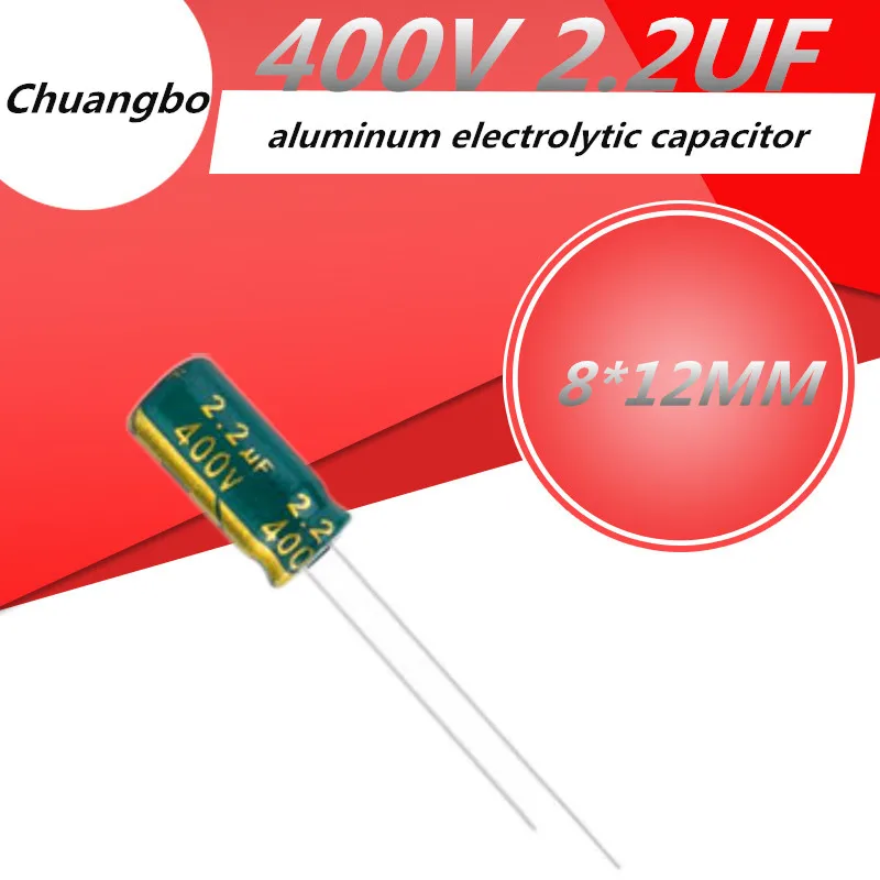 

20pcs Higt quality 400V2.2UF 400V 2.2UF 8*12MM low ESR/impedance high frequency aluminum electrolytic capacitor